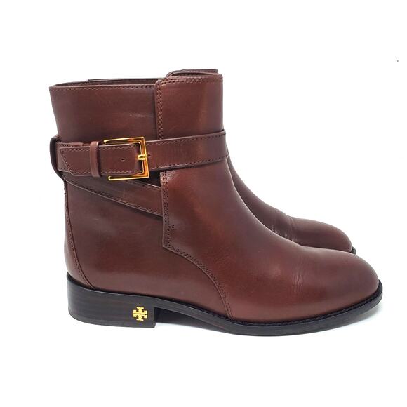 Tory Burch Brooke Ankle Bootie Boots Calf Leather Perfect Brown 52660 Size 6.5 M - Picture 4 of 11